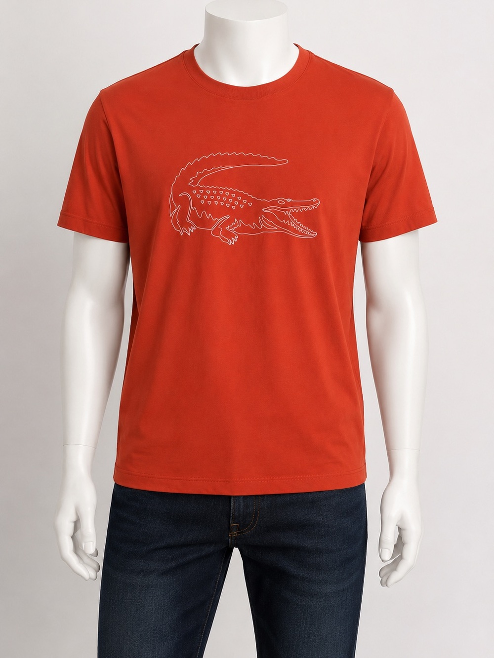 Lacoste Men’s Reddish Orange Crocodile Logo Tee